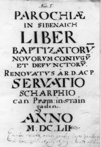 Erste Seite vom Kirchenbuch 1652