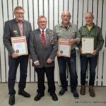 Ehrenmitglieder: Egon Kubelka (neu), Georg Frank (1.Schützenmeister), Hermann Kögel (neu), Harald Feigl. Nicht auf dem Bild: Ehrenmitglied Johann Kubelka