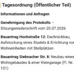 Einladung zur nächsten Sitzung des Gemeinderates